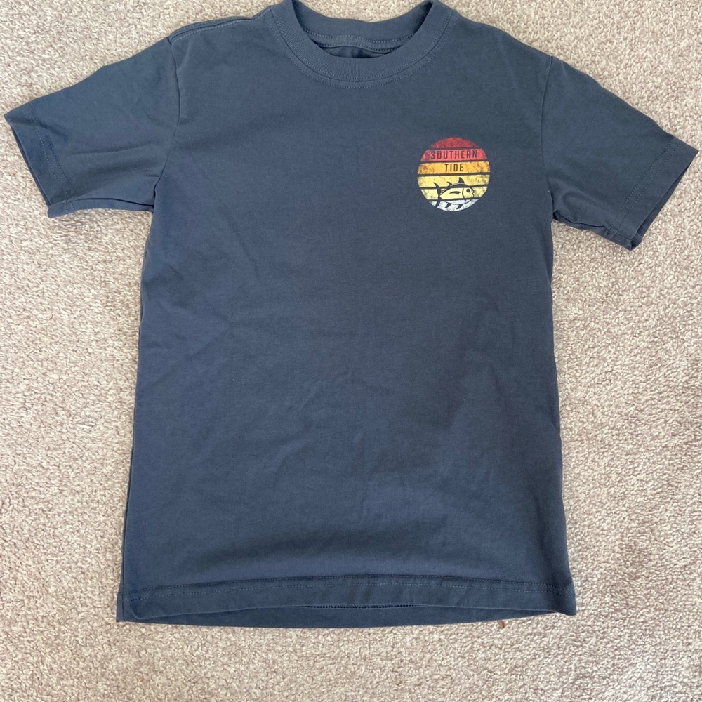 Southern Tide Navy Kids Tee with Colorful Logo